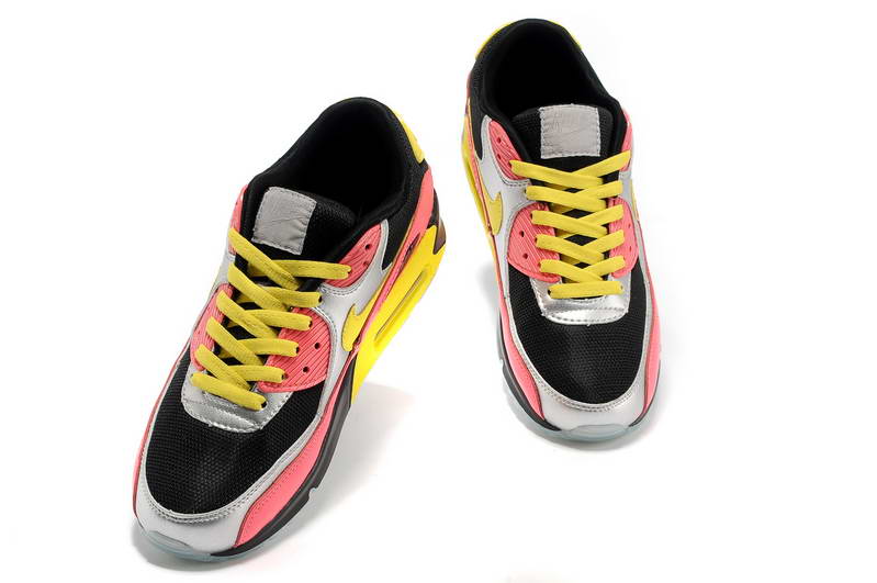 Nike Air Max 90 Mens arc chaussures noir gris rose jaune (2)